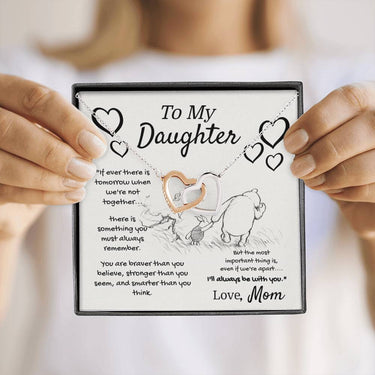 To My Daughter (Love Mom) Interlocking Hearts Necklace - Love You This Much